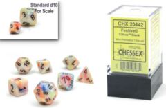 Festive Mini-Polyhedral 7-Die Set Circus/Black CHX 20442